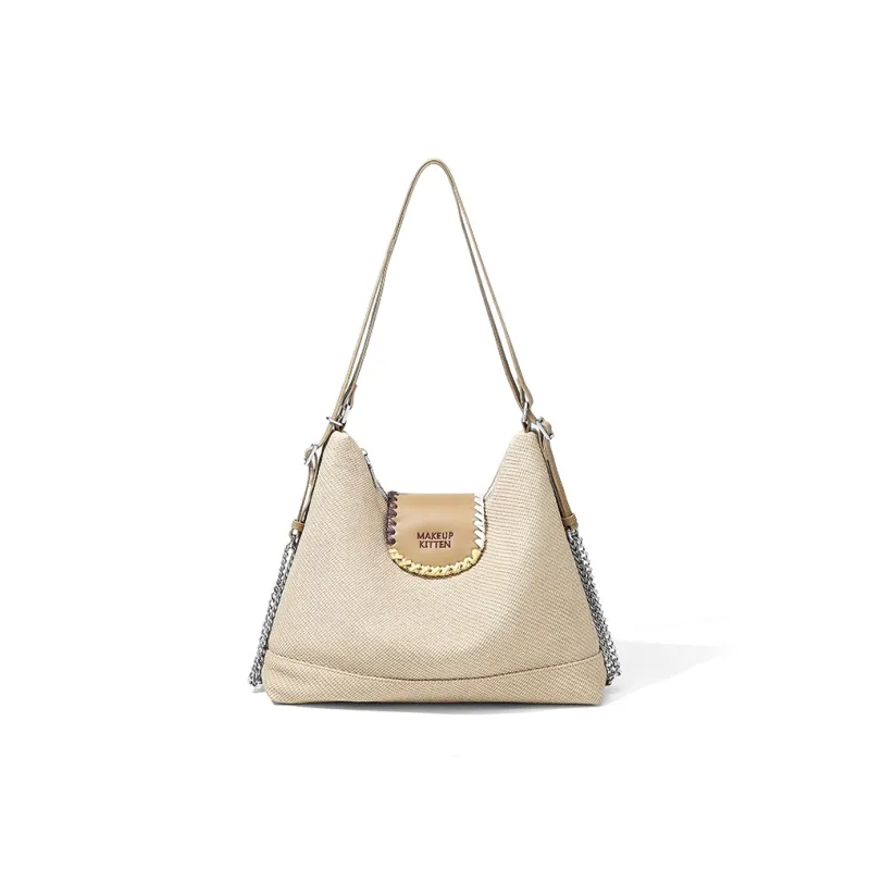MAKEUP KITTEN PU With Synthetic Leather Tote Underarm Shoulder Bag Women's Khaki-0