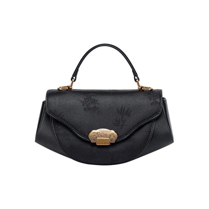 Shanghai Story Handbag Mulberry Silk Medium Size Women's Black-0
