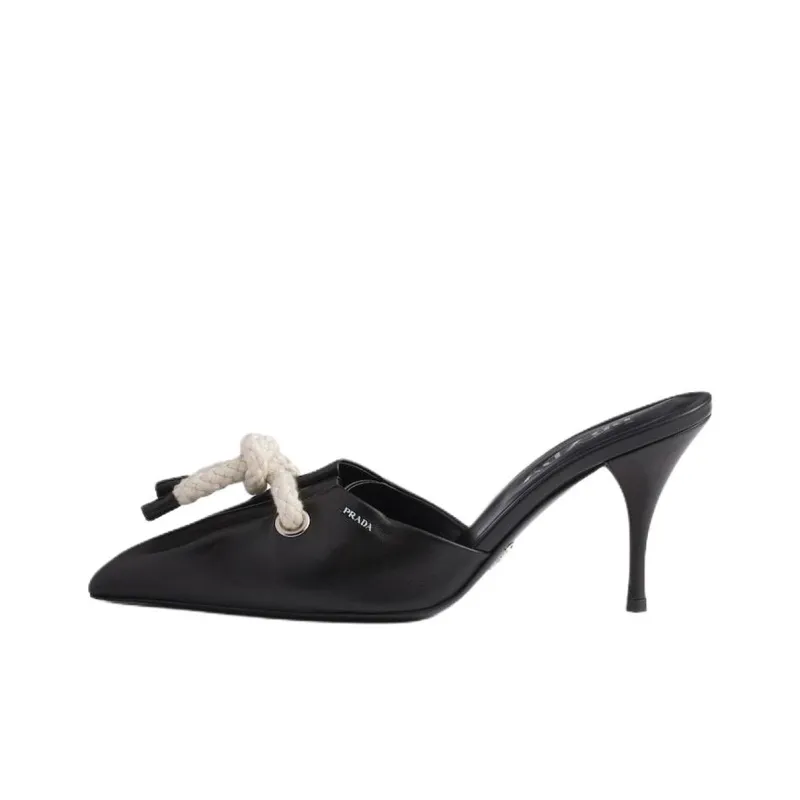 PRADA Slip Resistant Closed Toe Slippers 8.5cm Women's Black-0