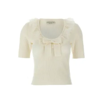 Alessandra Rich Bow Ruffled T Shirt