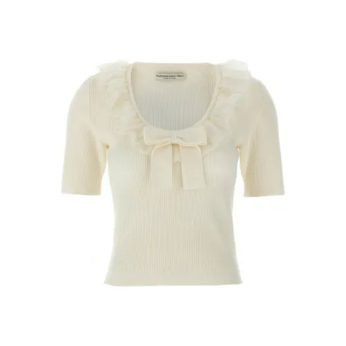 Alessandra Rich Bow Ruffled T Shirt
