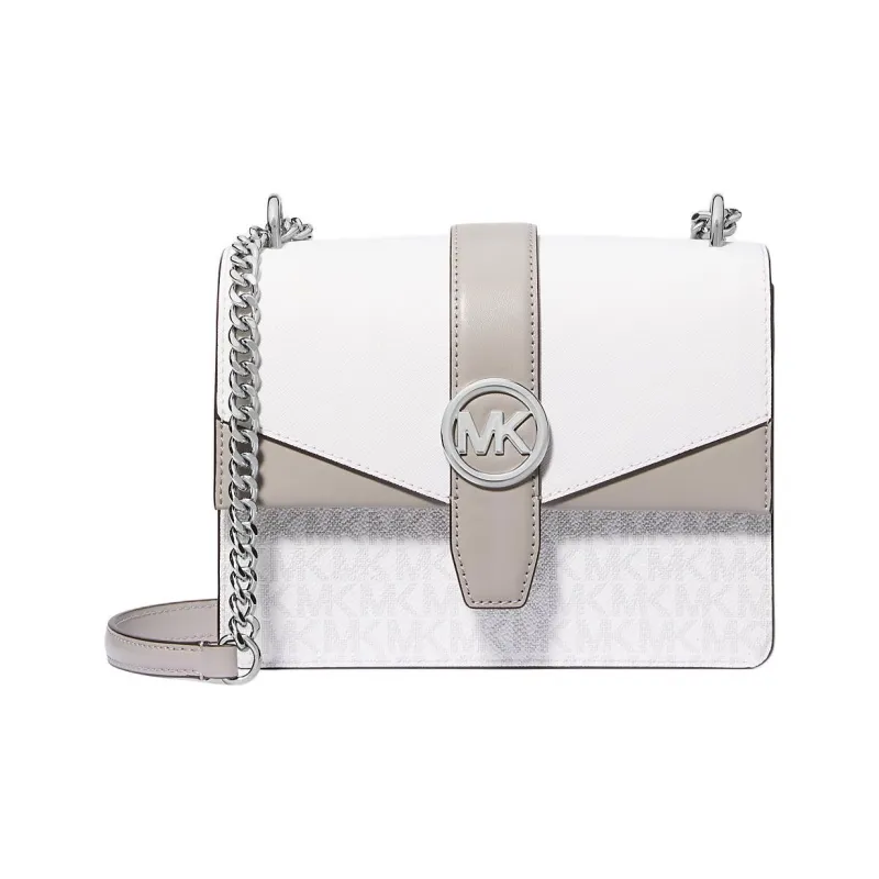 MICHAEL KORS Greenwich Coated Canvas Shoulder Bag Trumpets Women's White-0