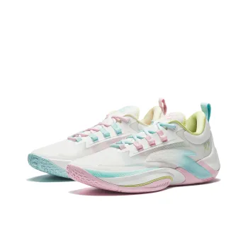 Anta Instantaneous 1 Cushioning, Wear Resistant Low Top Basketball Shoes Men's White Pink Blue