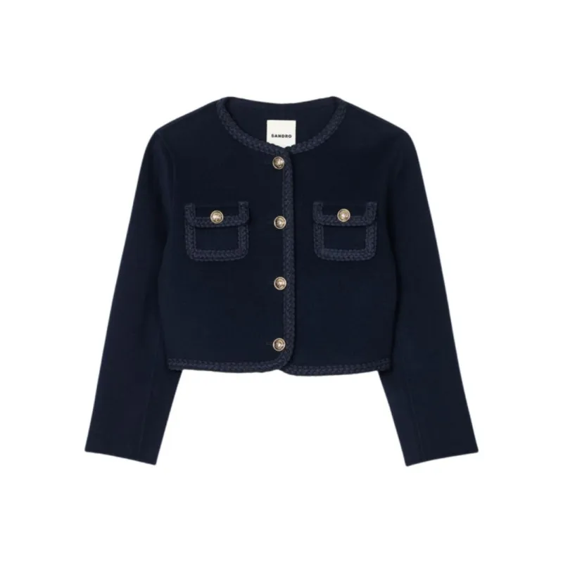 Sandro Cropped Felted Jacket-0
