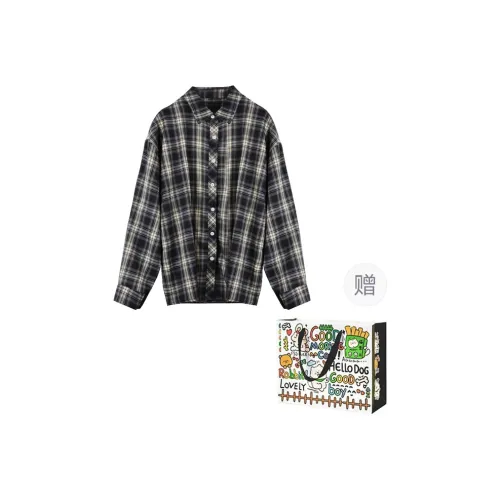 Dippanis Shirt Women's Black Plaid Shirt
