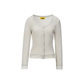Onitsuka Tiger SS25 WS CARDIGAN Knitwear Women's Light Gray