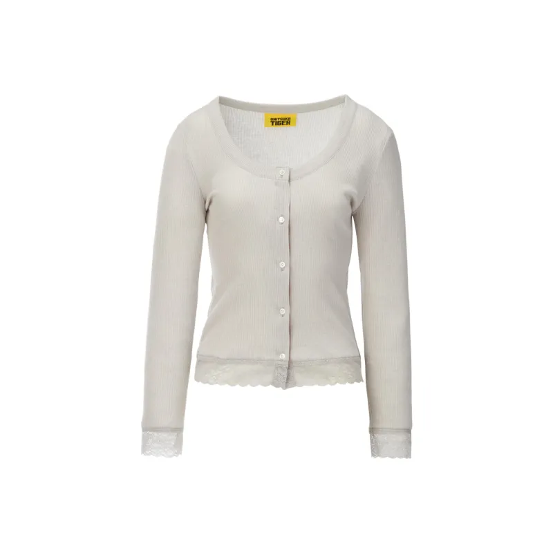 Onitsuka Tiger SS25 WS CARDIGAN Knitwear Women's Light Gray-0