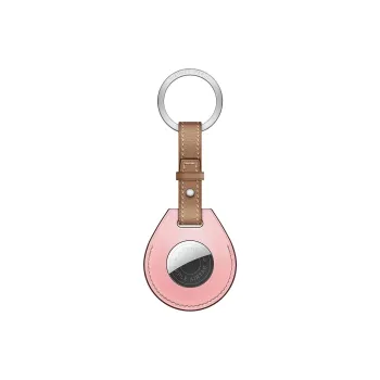HERMES Apple AirTag Swift Calfskin Luggage Tag Unisex Rose Cherry Blossom & Oak Wood Color