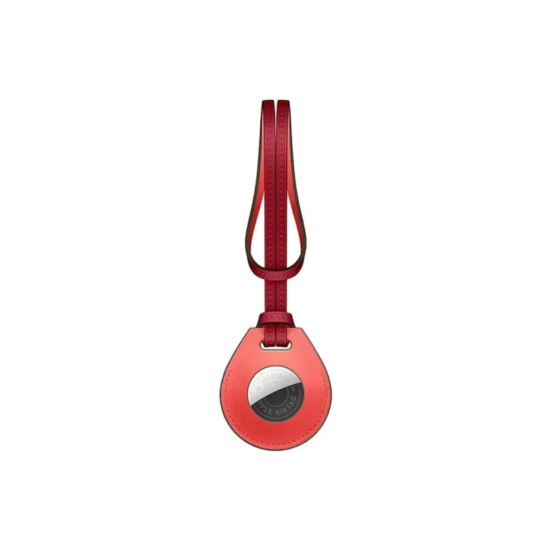 HERMES Apple AirTag Swift Leather Bag Accessory Unisex Rose Texas & Pepper Red-0