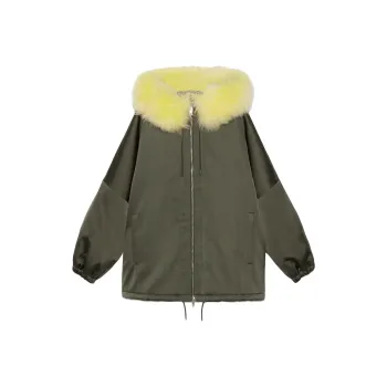 GUCCI Fur-trim Satin Parka Coat