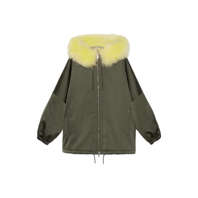 GUCCI Fur-trim Satin Parka Coat-0