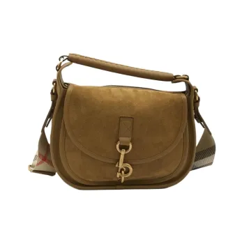 Burberry Calfskin One Shoulder Handbag Small Size Women's Camel Brown