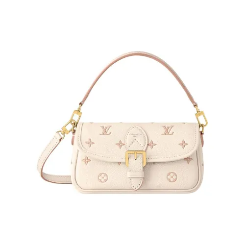 LOUIS VUITTON Diane Embossed Grain Cow Leather One Shoulder Handbag Women's Pink