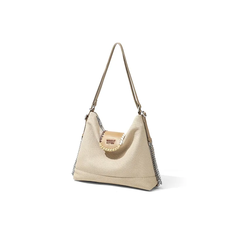 MAKEUP KITTEN PU With Synthetic Leather Tote Underarm Shoulder Bag Women's Khaki-1