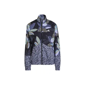 Adidas Farm Rio Print Relaxed Lightweight Windbreaker Jackets Coats Women's Ink Blue