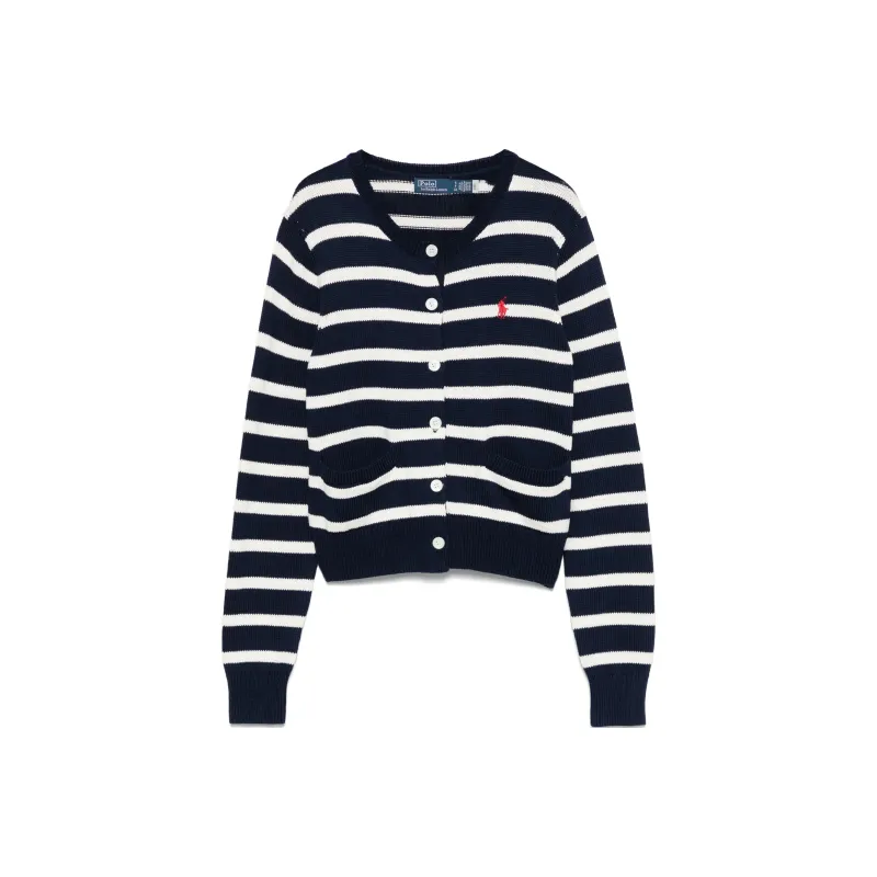 Polo Ralph Lauren Pony Striped Cable Cardigan Navy/White Multi-0