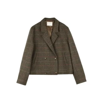 SOLIGHTER Jackets & Coats Women's Vintage Brown Green Plaid