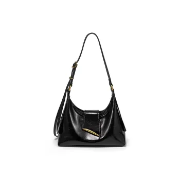 Simedin Cow Leather Crossbody Bag, Shoulder Bag Small Size Women's Deep Black/Pearl White/Sunlight Yellow