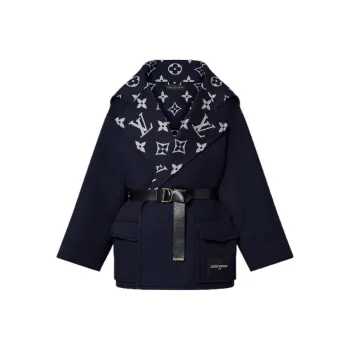 LOUIS VUITTON Flap Pocket Hooded Wrap Coat