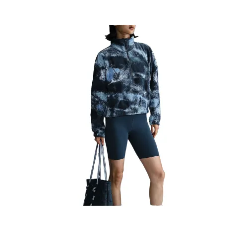 Nike One Women's Therma FIT Oversized 1/2 Zip Fleece Printed Top