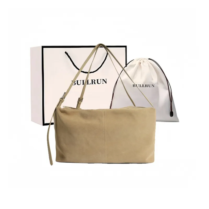 Bullrun Matte Cow Leather Shoulder Bag Women's Apricot/Coffee-1