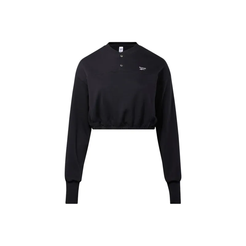 Reebok Classics Cotton French Terry Cover-Up Sweatshirt Women's Black-0