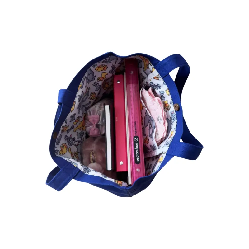 Disney Cotton Tote Bag, Shopping Bag, Shoulder Bag Women's Dark Blue-4