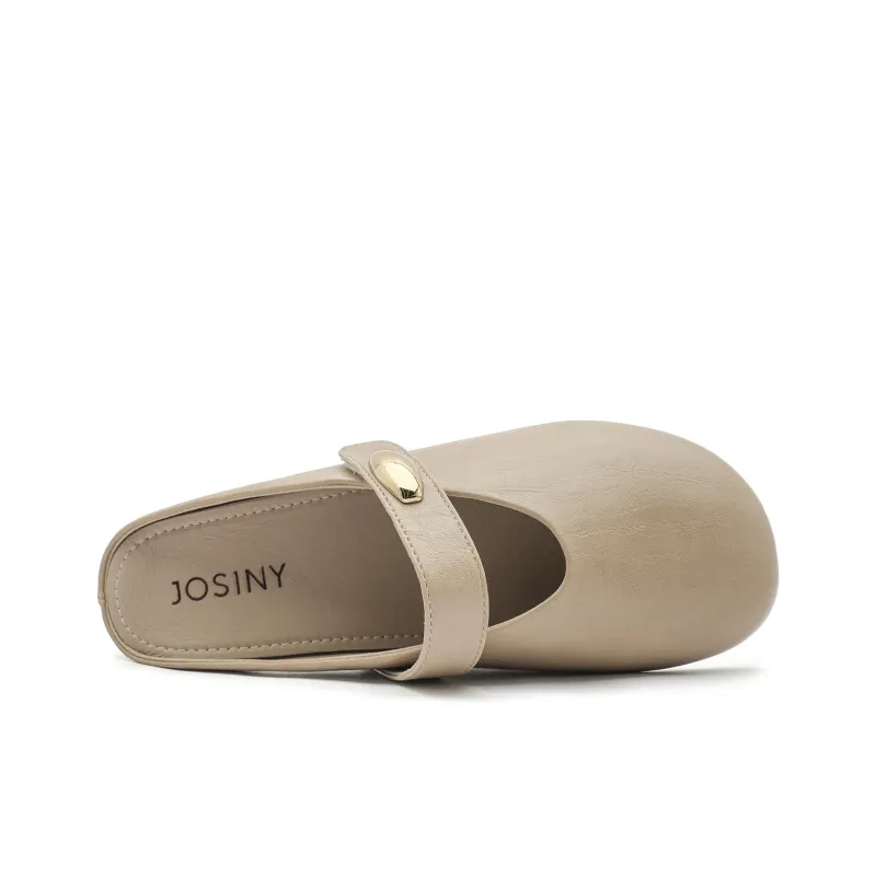JOSINY Leather Patchwork Abrasion Resistant Slip Resistant Quick Dry Closed Toe Slippers Women's Khaki-4