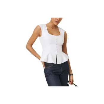 REFORMATION Paolina Linen Top Shirt Women's White