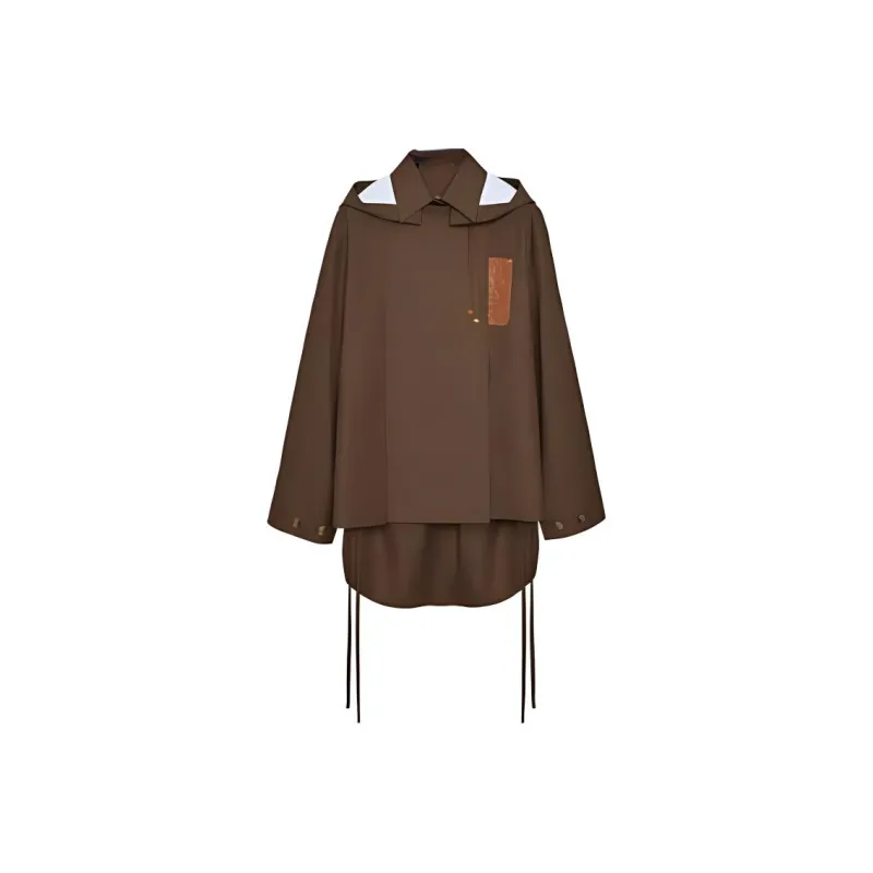 LOEWE Hooded Parka In Cotton Jackets & Coats Women's Brown-0