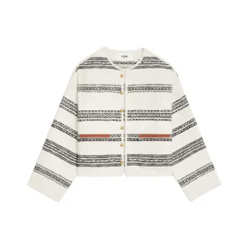 CELINE Baja Cardigan In Striped Tweed
