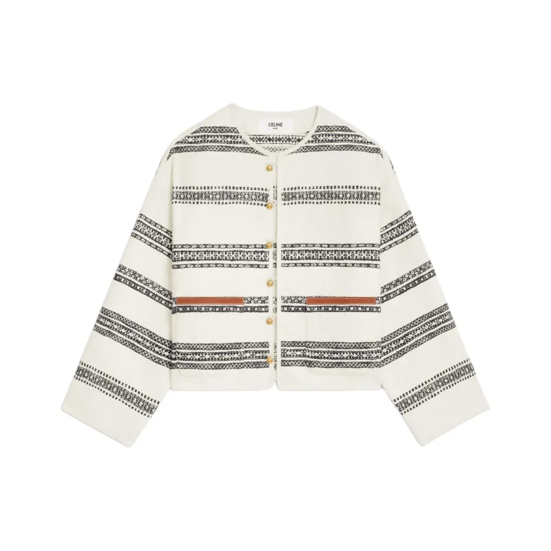 CELINE Baja Cardigan In Striped Tweed-0