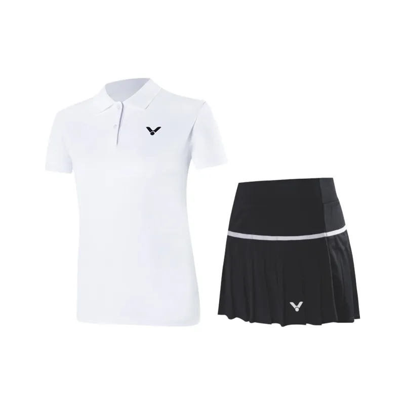 VICTOR Skirt Set Women's 2 Pack White Top+Black-0