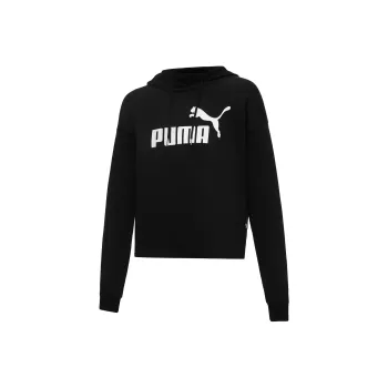 PUMA Essentials Logo Cropped Hoodie Sweatshirt Women's Black