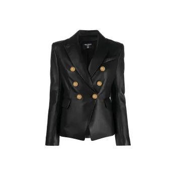 BALMAIN Double breasted Leather Blazer