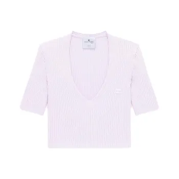 COURREGES V-Neck Cropped Knitted Top