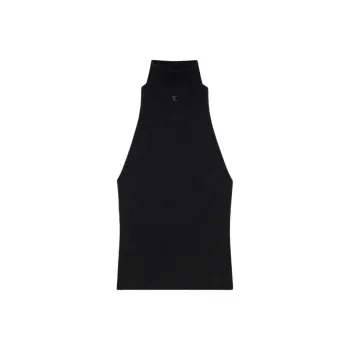 COURREGES Sleeveless Ribbed Knit Tank Top