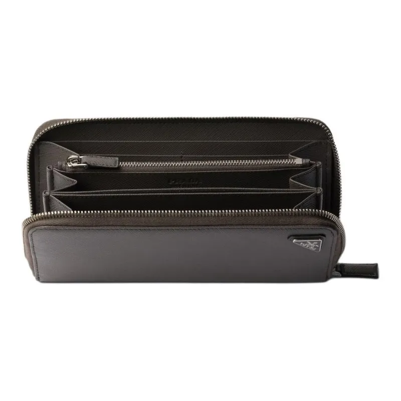 PRADA Saffiano Cow Leather Wallet Men's Gray-3