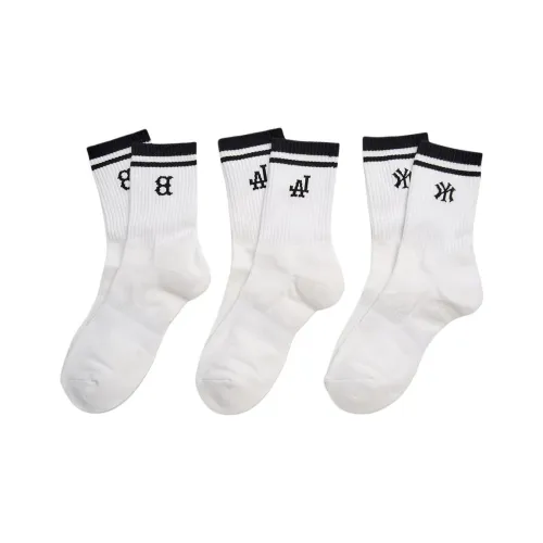 MLB Mid Calf Socks Unisex 3 Pack White