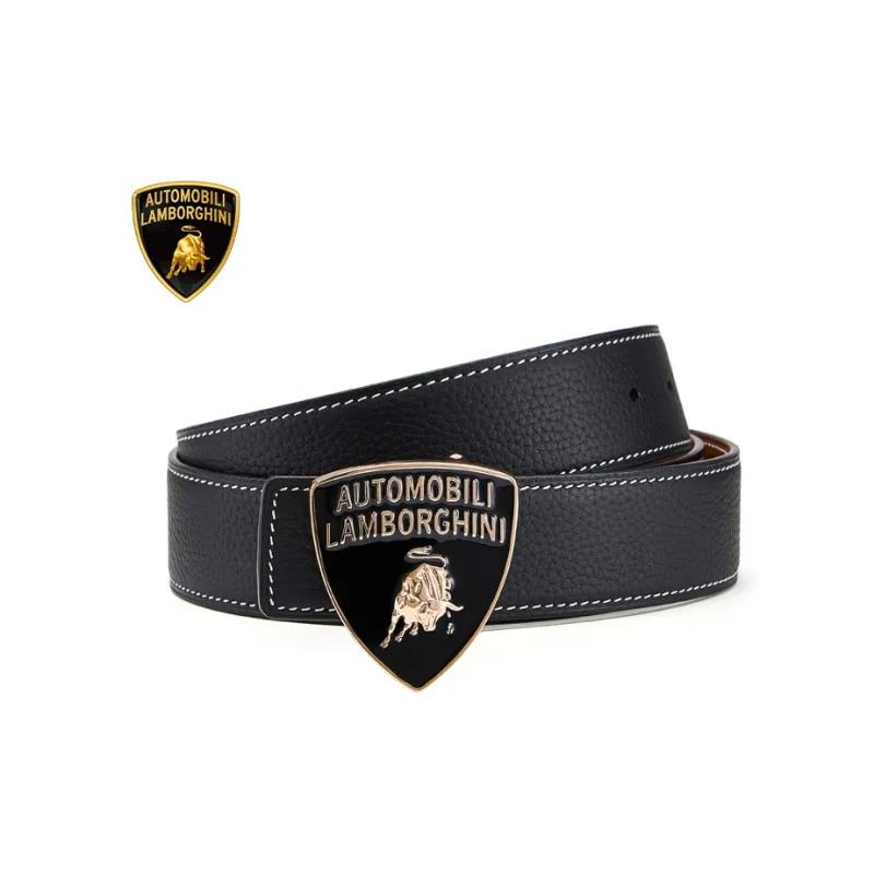 Automobili Lamborghini Cow Leather Belts Men's Width 3.4cm-5