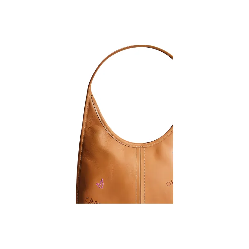 COACH Ergo Natural Leather Handbag Shoulder Bag Medium Size Women's Ginger Yellow-1