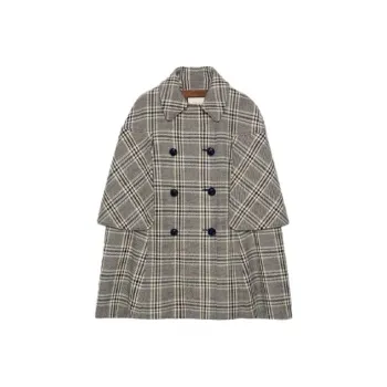 GUCCI Checkered Double breasted Cape Coat