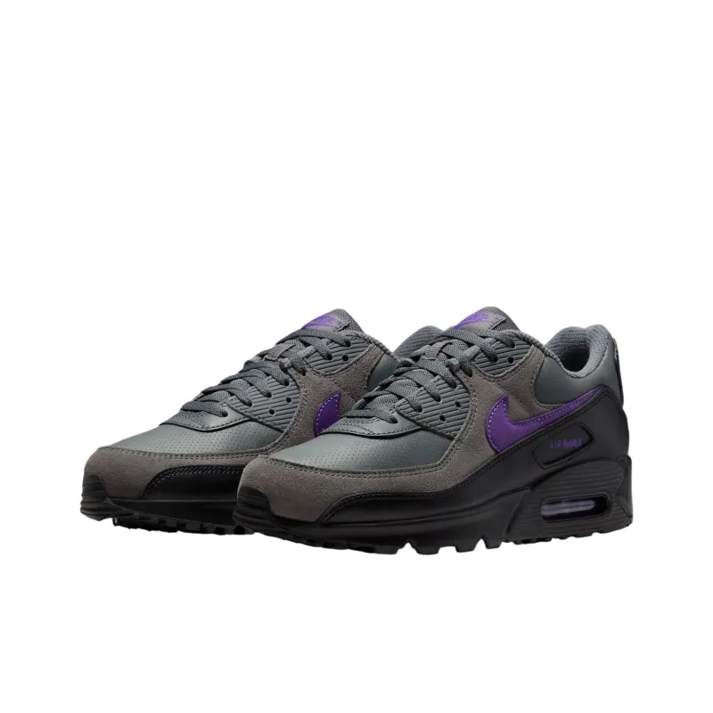 Nike Air Max 90 Low Top Running Shoes Unisex Black Purple-2