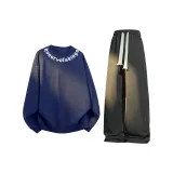 Dark Blue Sweatshirt+Black Casual Pants