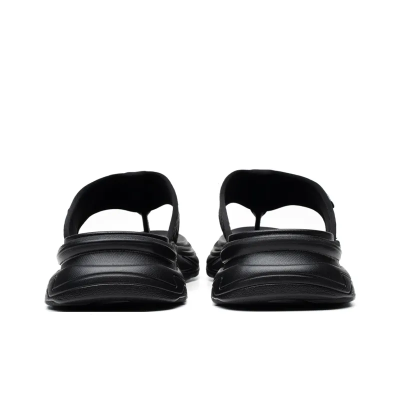 FED EVA Leather Patchwork Slip Resistant Flip Flops Men's Black-2
