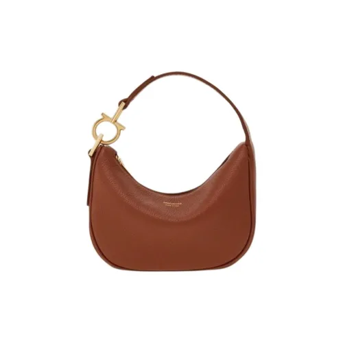 FERRAGAMO Calfskin Boston Bag Handbag Mini Women's Tan