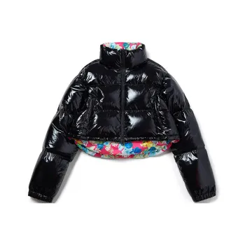 MARDI MERCREDI Down Jacket Women's Diamond Black Red Base With Print