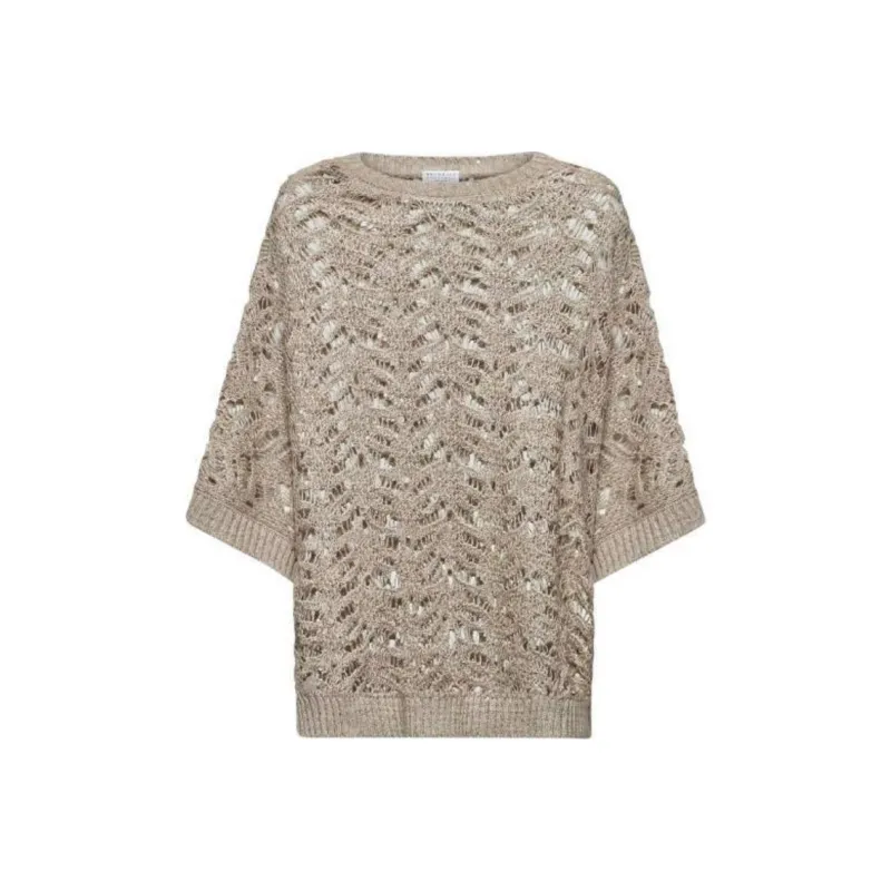 Brunello Cucinelli Openwork Knitted Crewneck Jumper-0