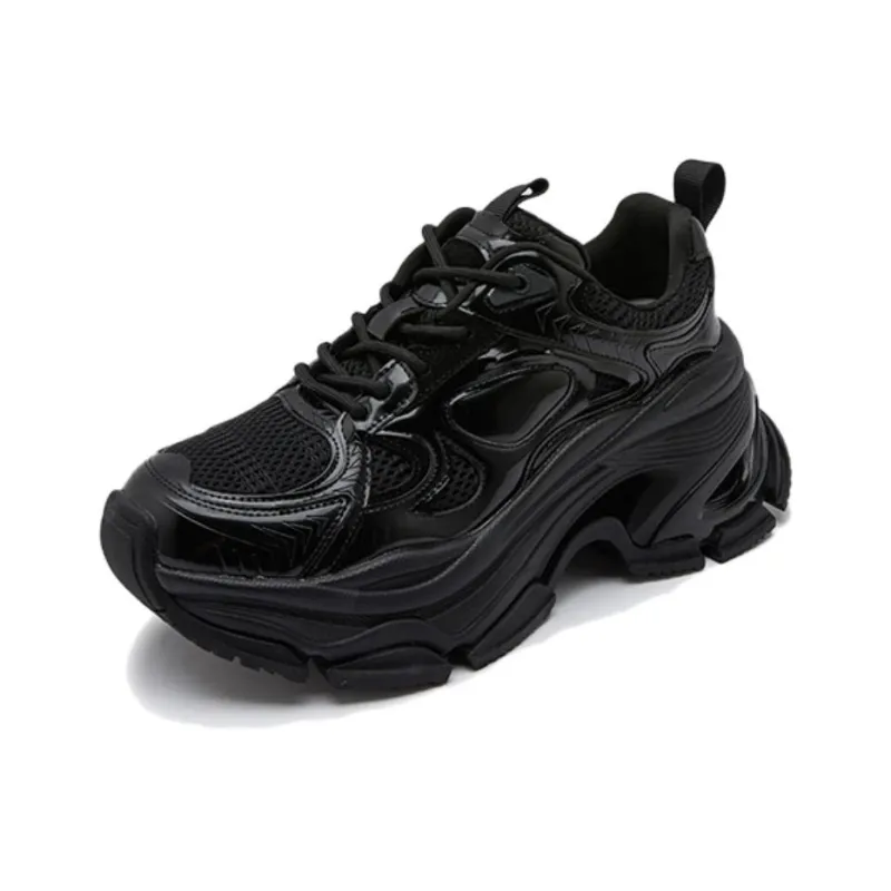 BBMTR Chunky Sneakers Women's Low Top Black/Silver/Angela Red-0