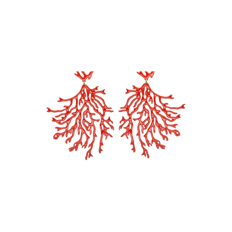 FENDI Brass Earrings Unisex Red-2